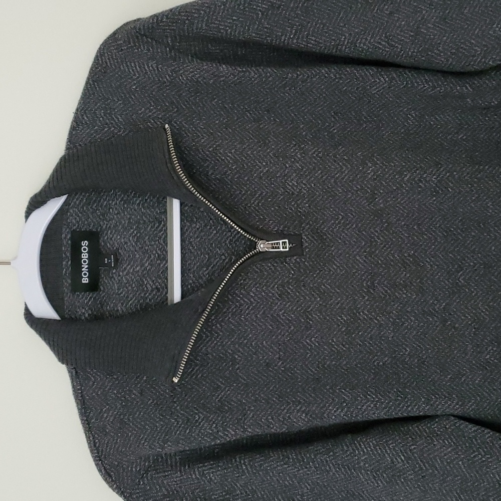 Bonobos Extra-fine Merino Wool Herringbone Quarter Zip Sweater